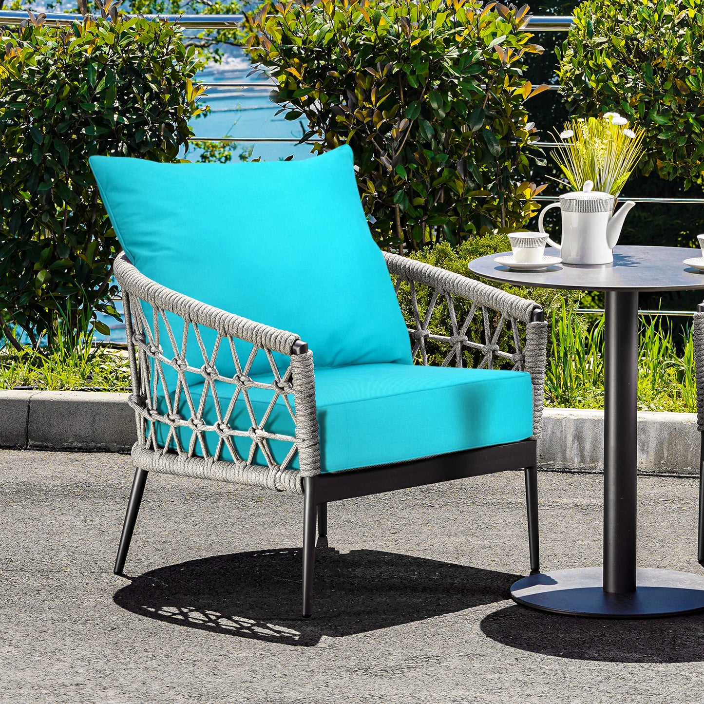 Deep Seat Chair Cushion Set with Rope Belts for Outdoor Use