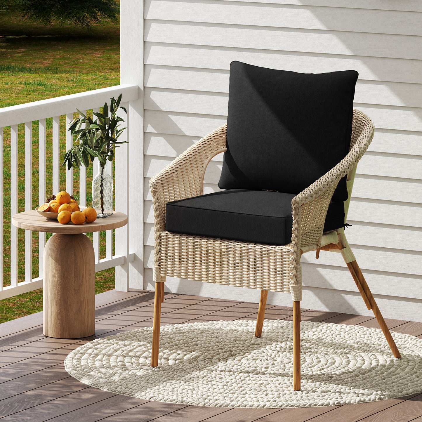Deep Seat Chair Cushion Set with Rope Belts for Outdoor Use