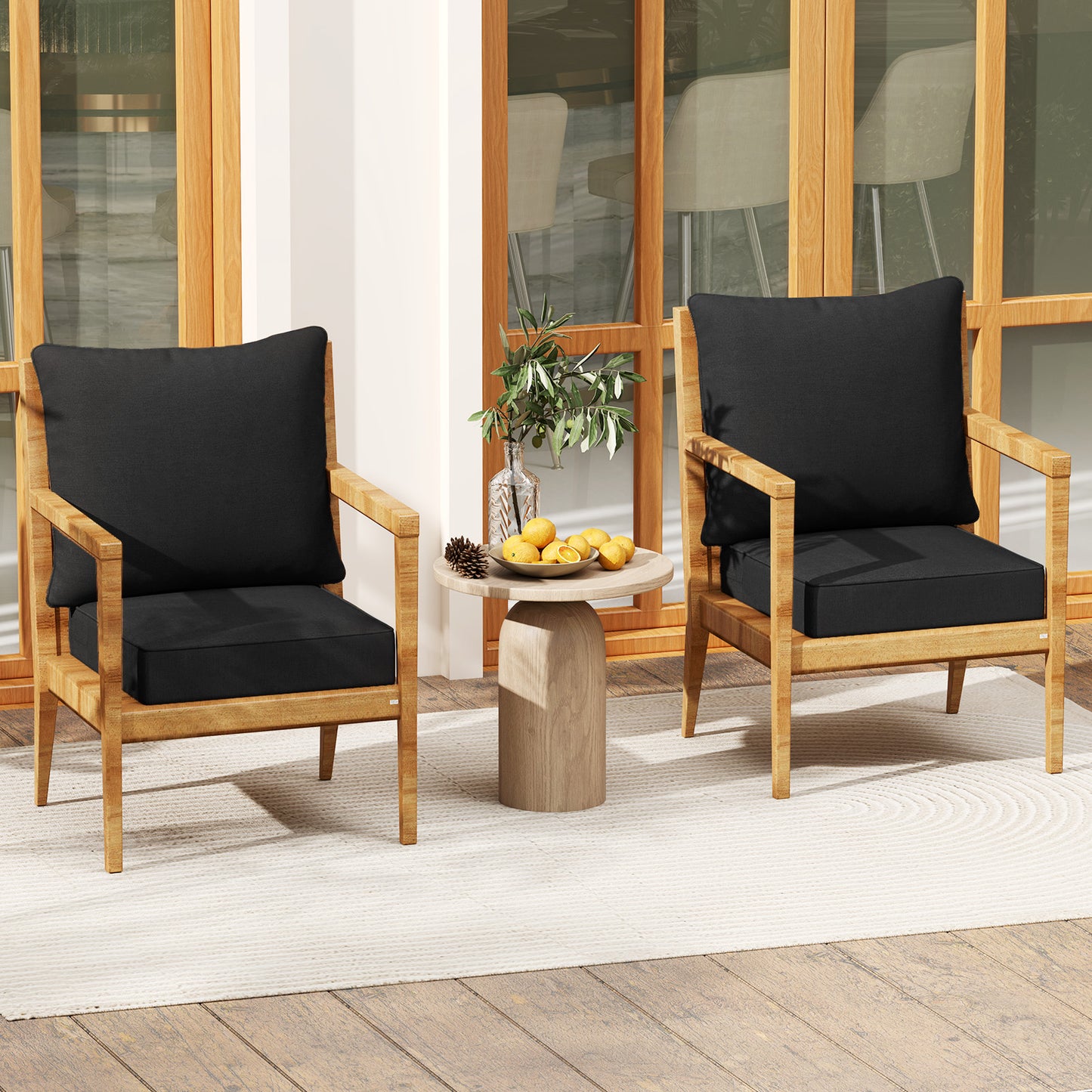 Deep Seat Chair Cushion Set with Rope Belts for Outdoor Use