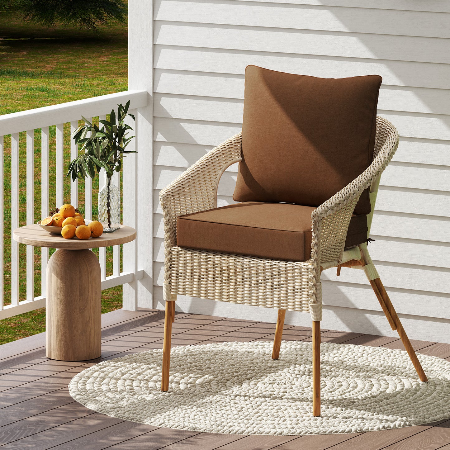 Deep Seat Chair Cushion Set with Rope Belts for Outdoor Use