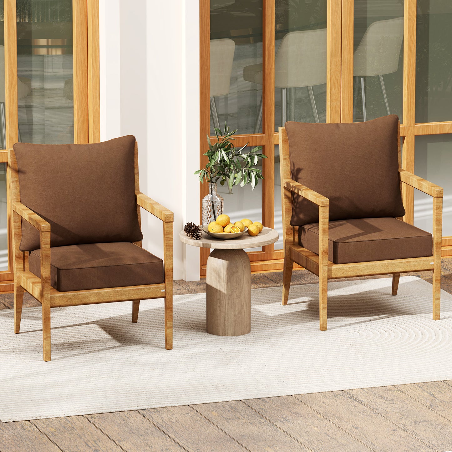 Deep Seat Chair Cushion Set with Rope Belts for Outdoor Use
