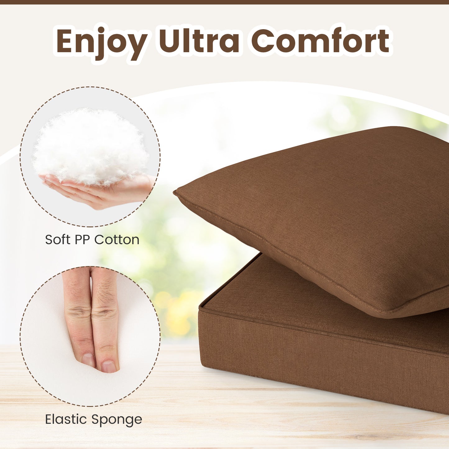 Deep Seat Chair Cushion Set with Rope Belts for Outdoor Use