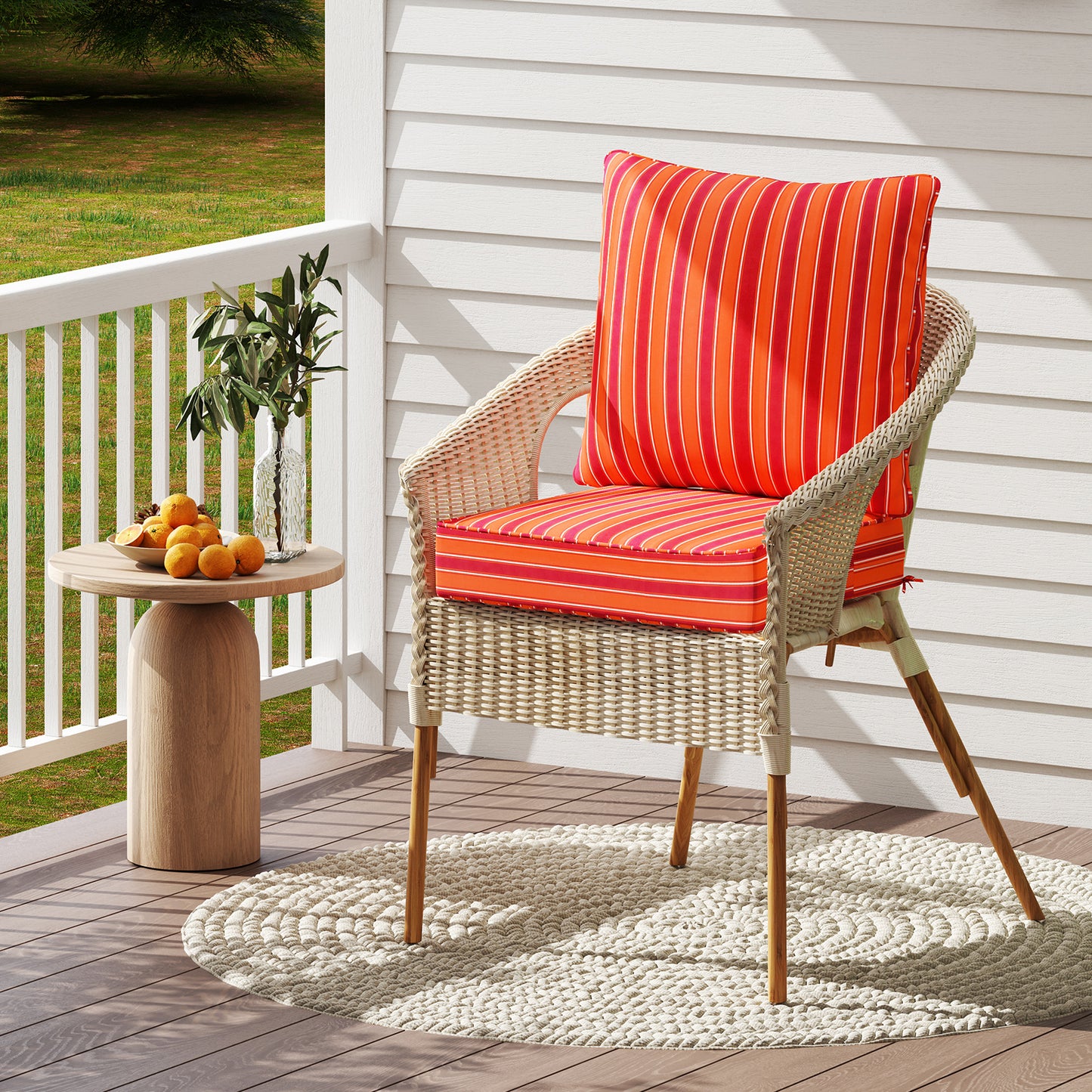 Deep Seat Chair Cushion Set with Rope Belts for Outdoor Use