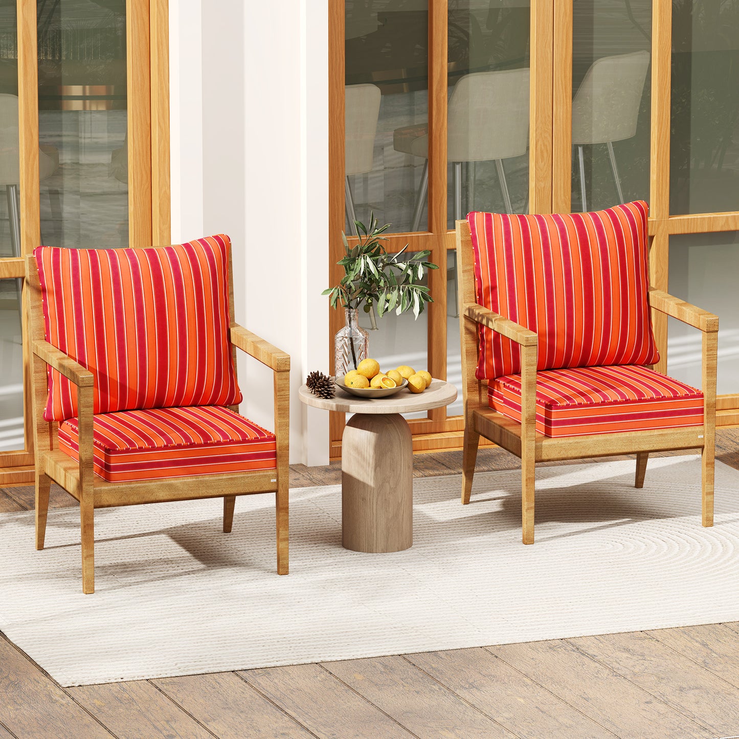 Deep Seat Chair Cushion Set with Rope Belts for Outdoor Use