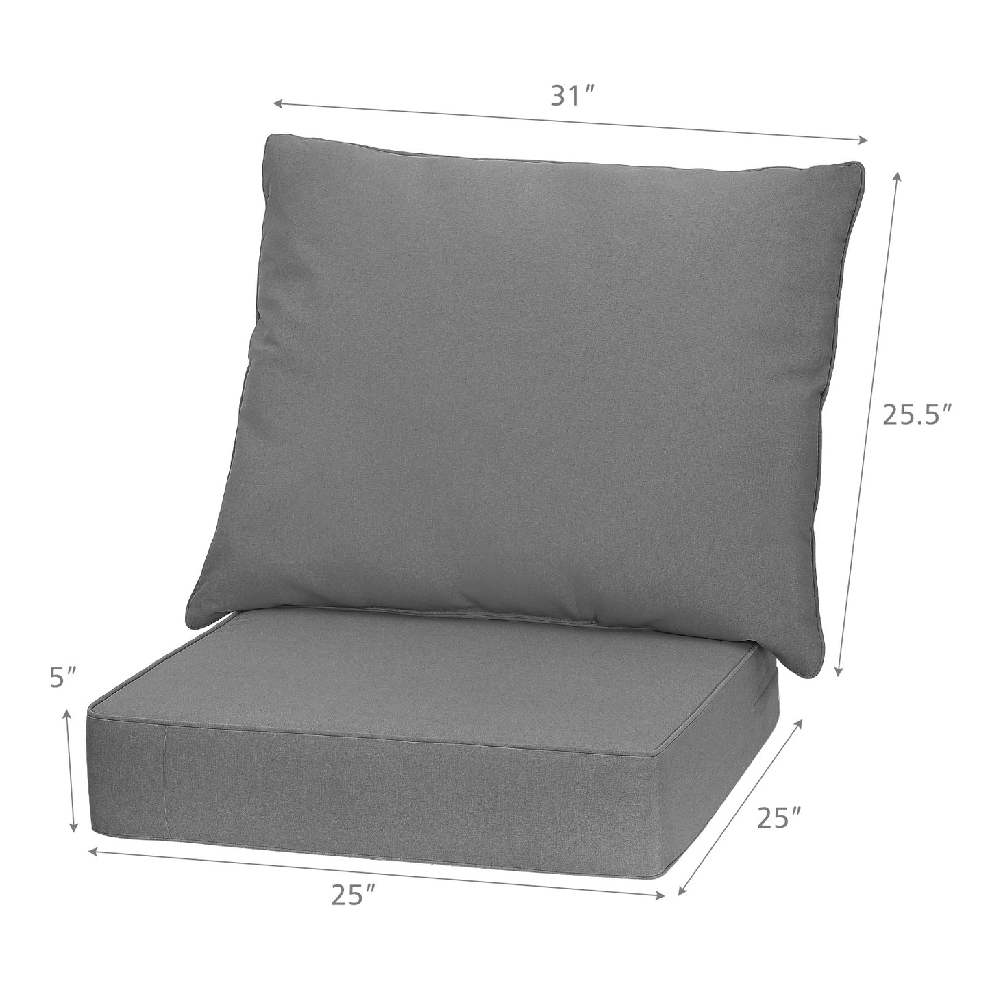 Deep Seat Chair Cushion Set with Rope Belts for Outdoor Use
