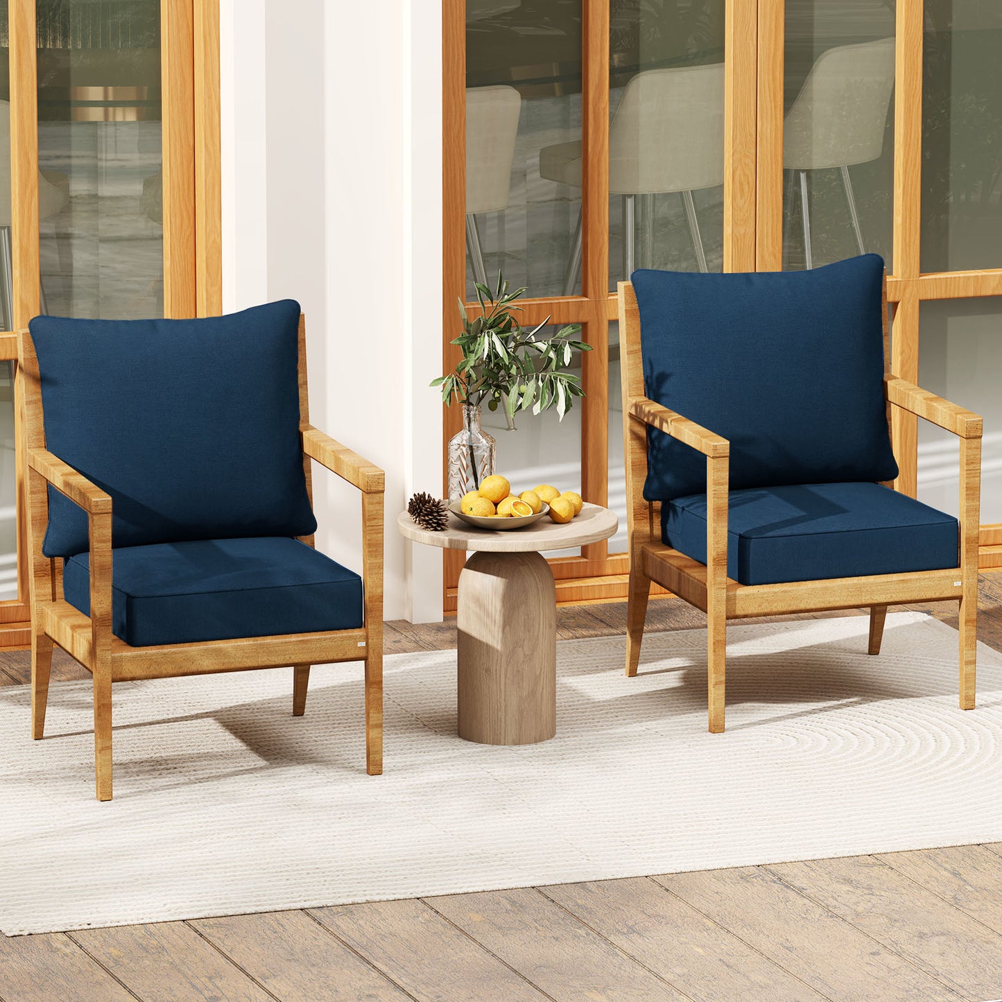 Deep Seat Chair Cushion Set with Rope Belts for Outdoor Use