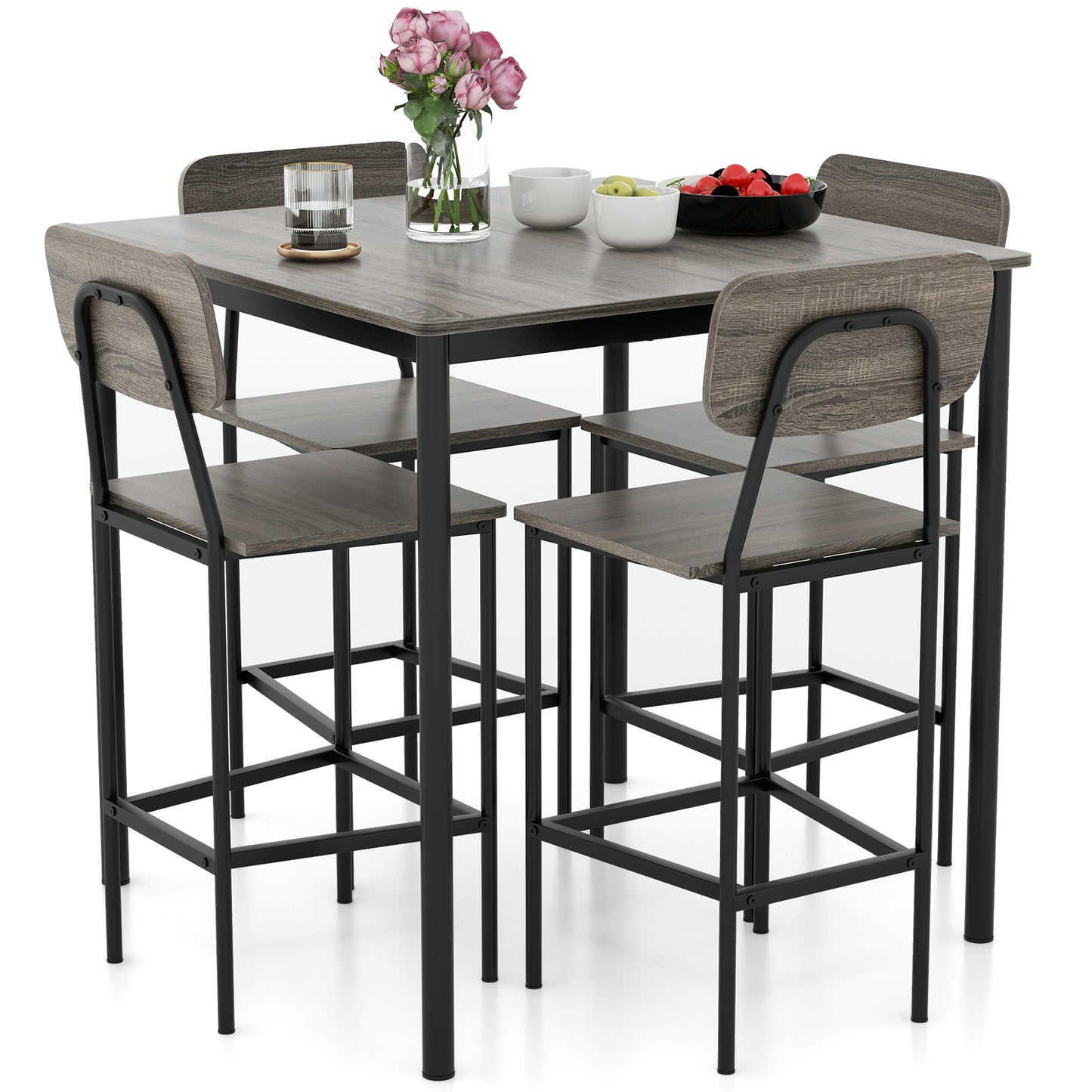 Counter Height Dining Set 5-Piece with Bar Table and Chairs