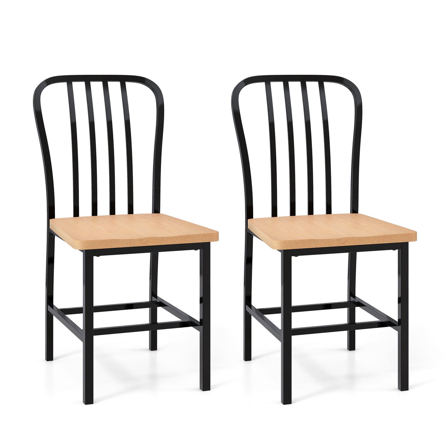Spindle Back Dining Chairs Set of 2 with Ergonomic Seat