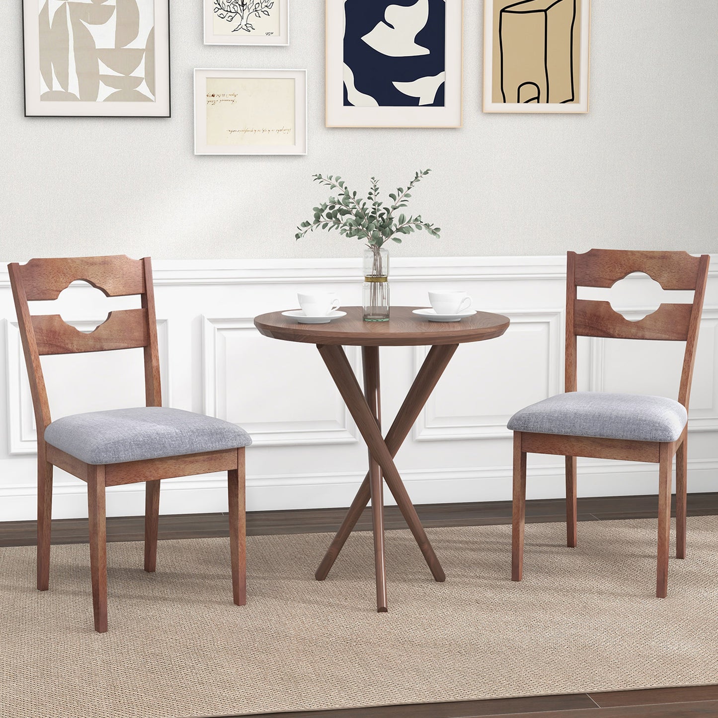 Upholstered Dining Chairs Set of 2 with High Back
