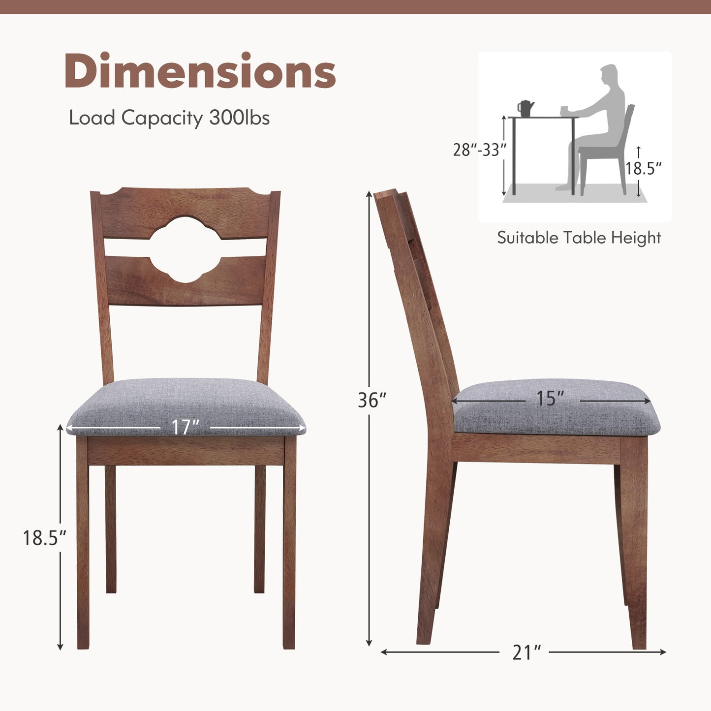 Upholstered Dining Chairs Set of 2 with High Back