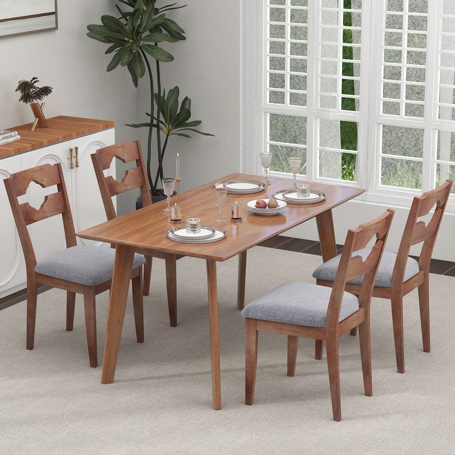 Upholstered Dining Chairs Set of 2 with High Back