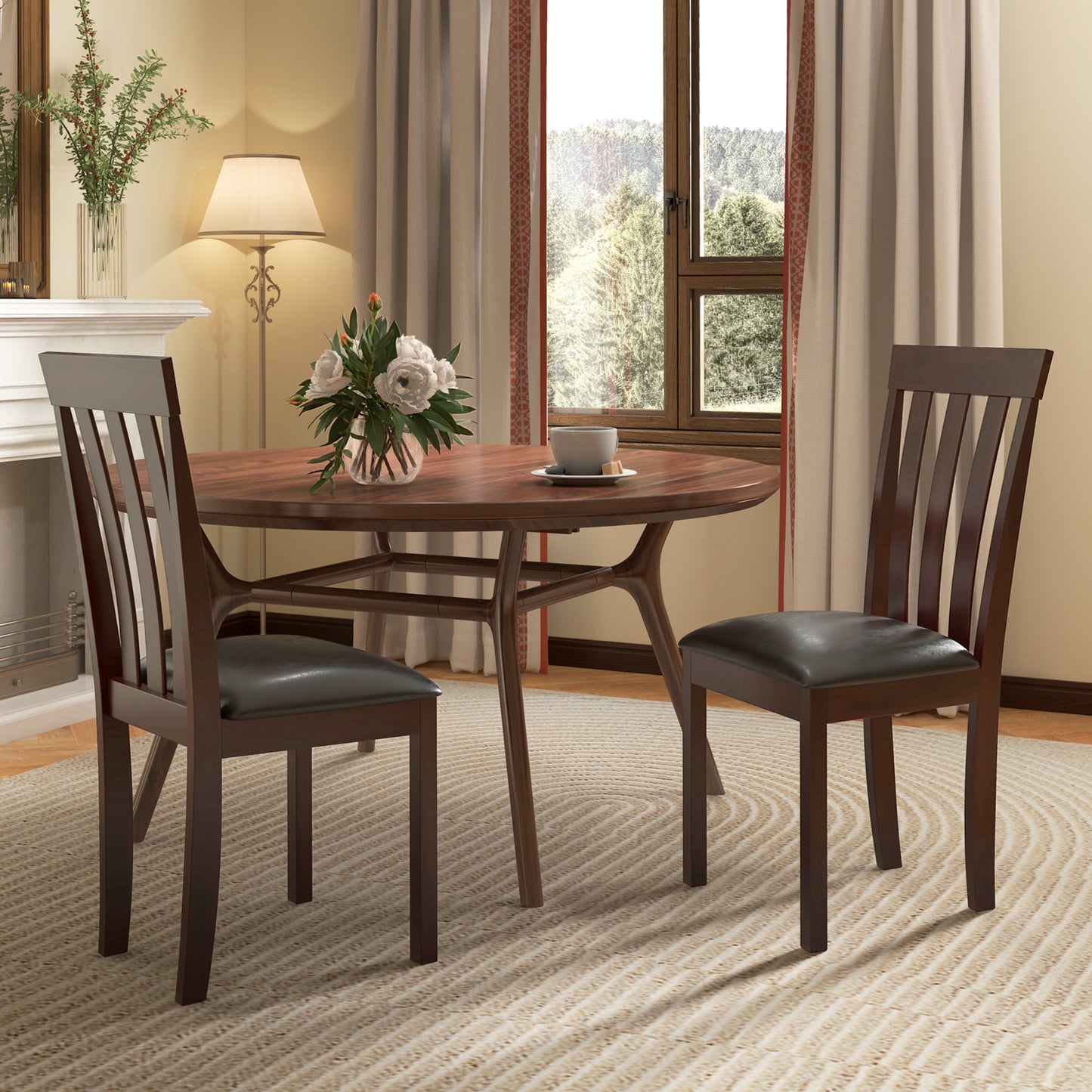 Upholstered Dining Chairs Set of 2 with Padded Seat