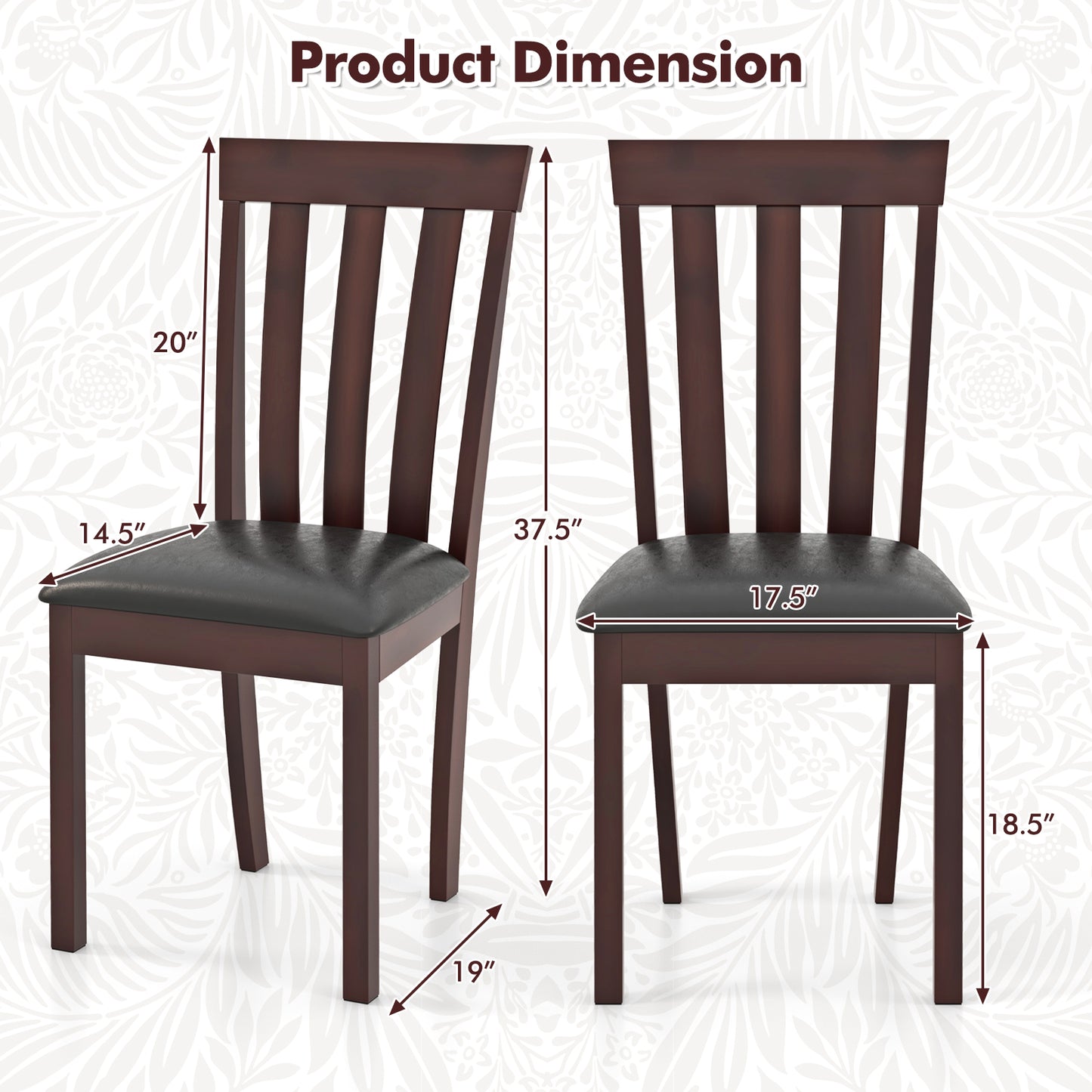 Upholstered Dining Chairs Set of 2 with Padded Seat