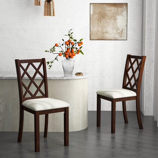 Upholstered Dining Chairs Set of 2 with Rubber Wood Legs