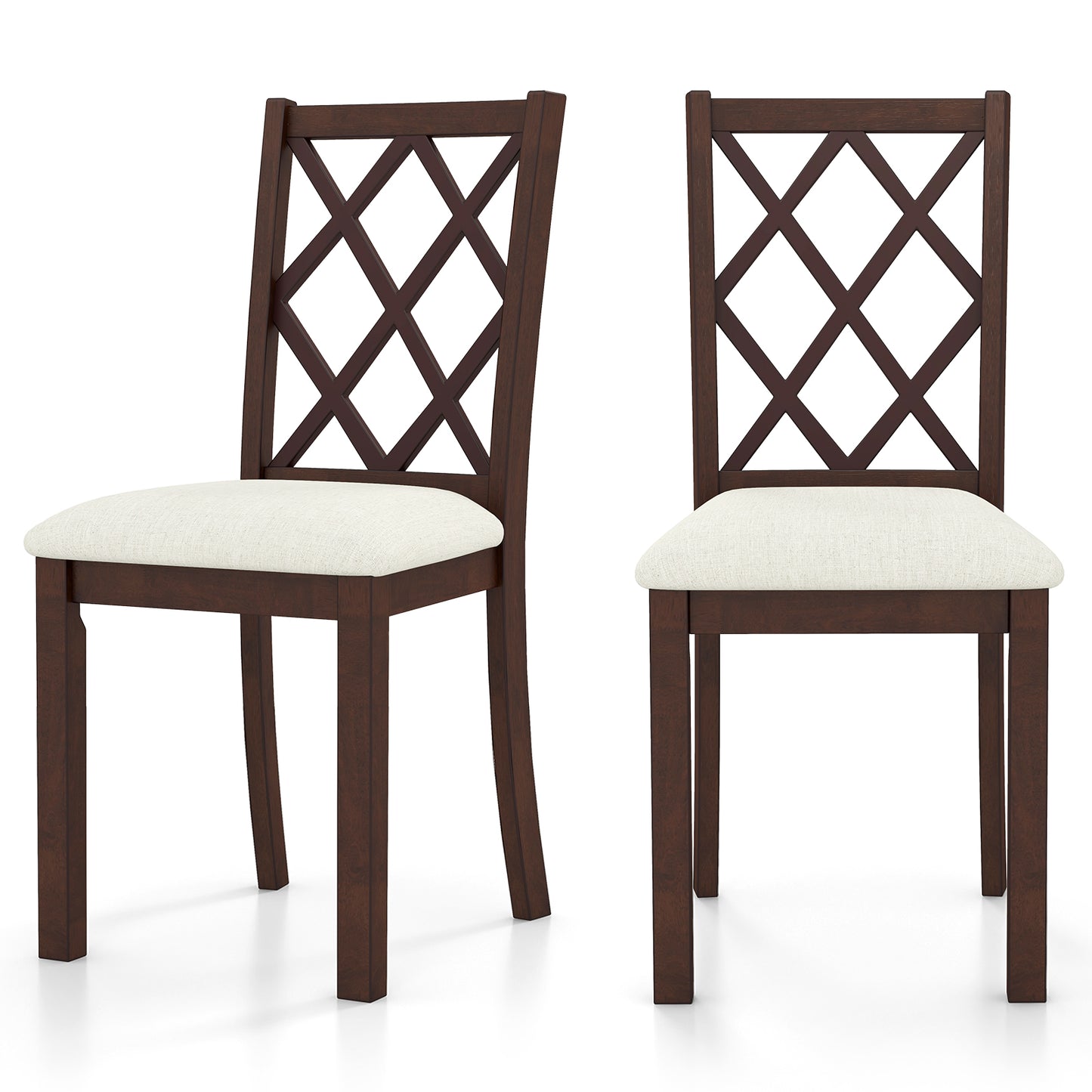 Upholstered Dining Chairs Set of 2 with Rubber Wood Legs