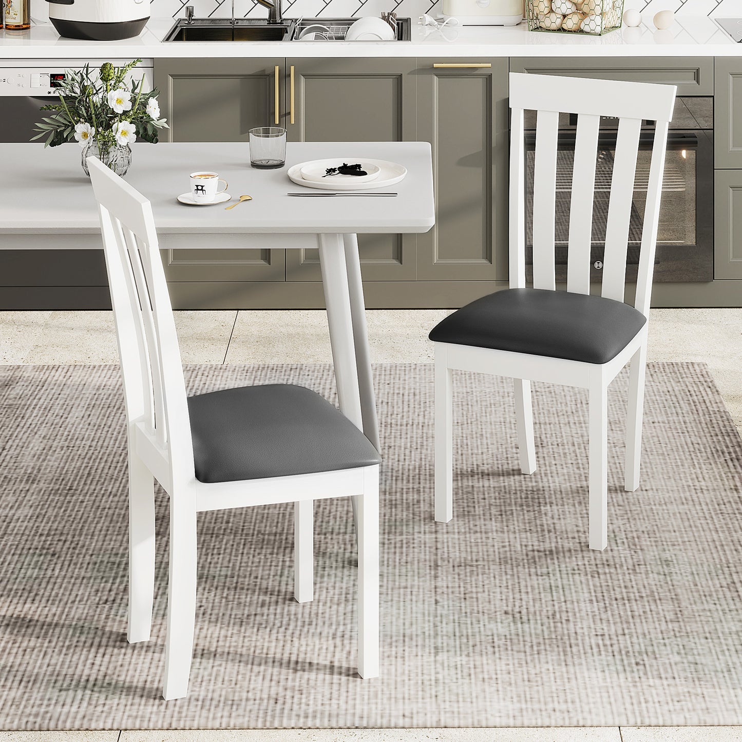 Upholstered Dining Chairs Set of 2 with Padded Seat