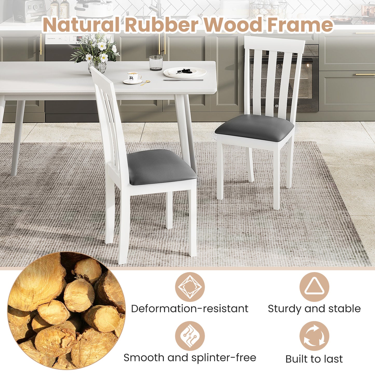 Upholstered Dining Chairs Set of 2 with Padded Seat