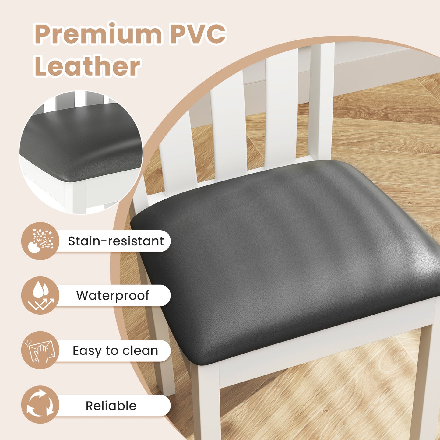 Upholstered Dining Chairs Set of 2 with Padded Seat