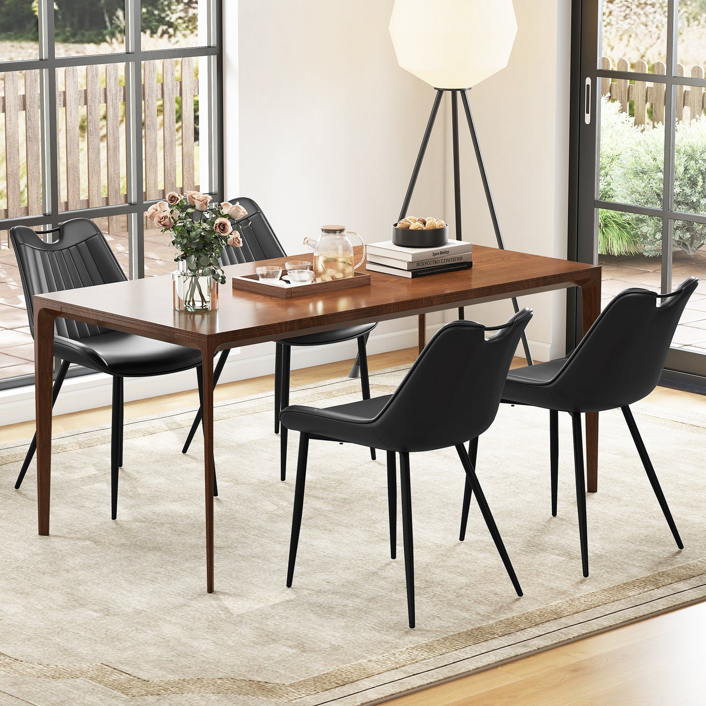 Upholstered Dining Chairs Set of 4 with Metal Legs