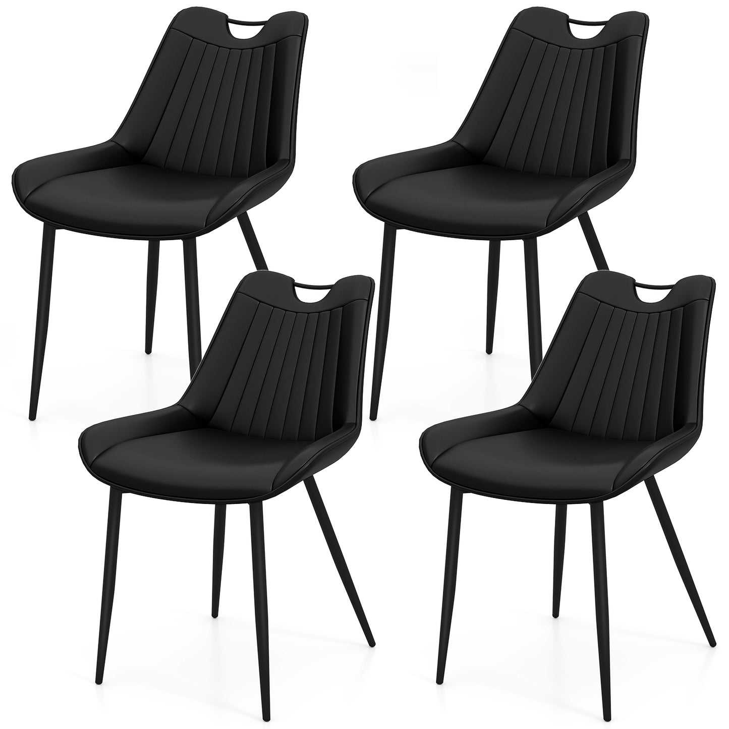 Upholstered Dining Chairs Set of 4 with Metal Legs
