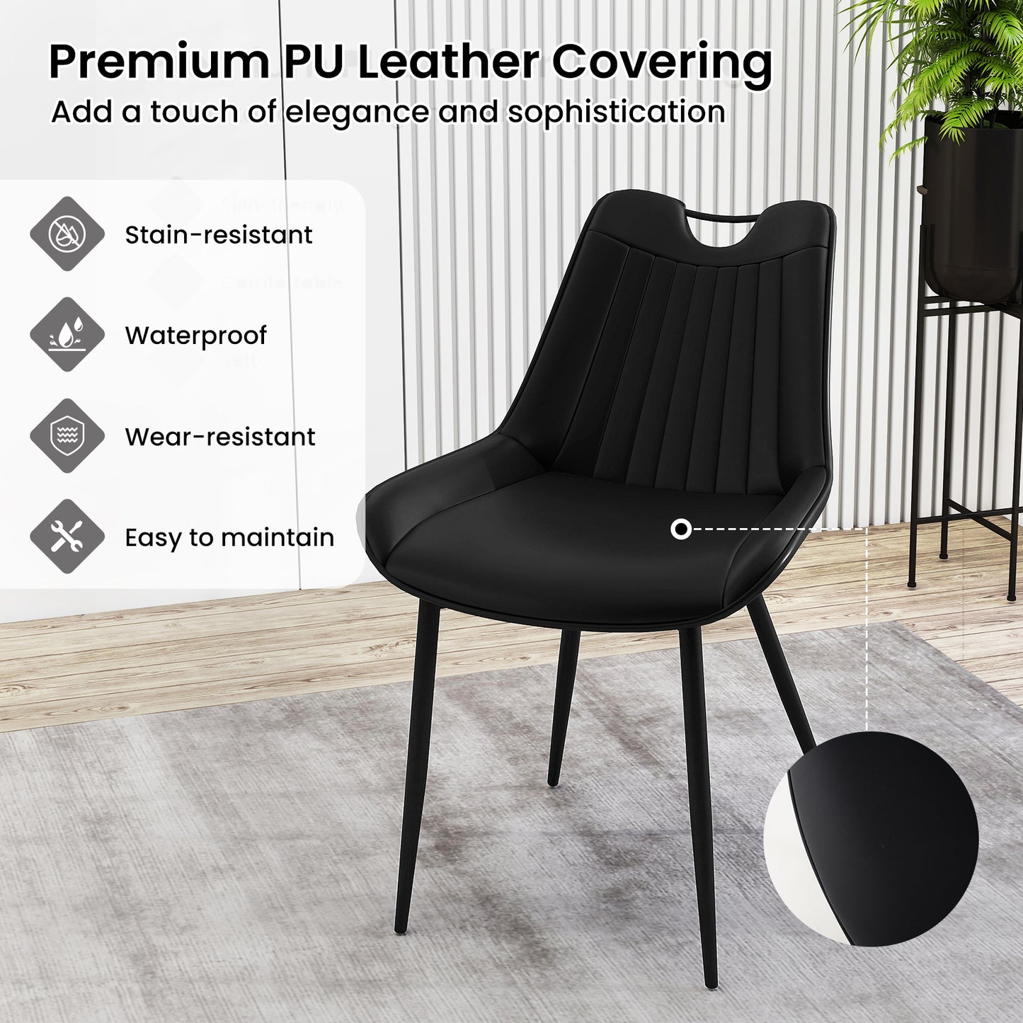 Upholstered Dining Chairs Set of 4 with Metal Legs