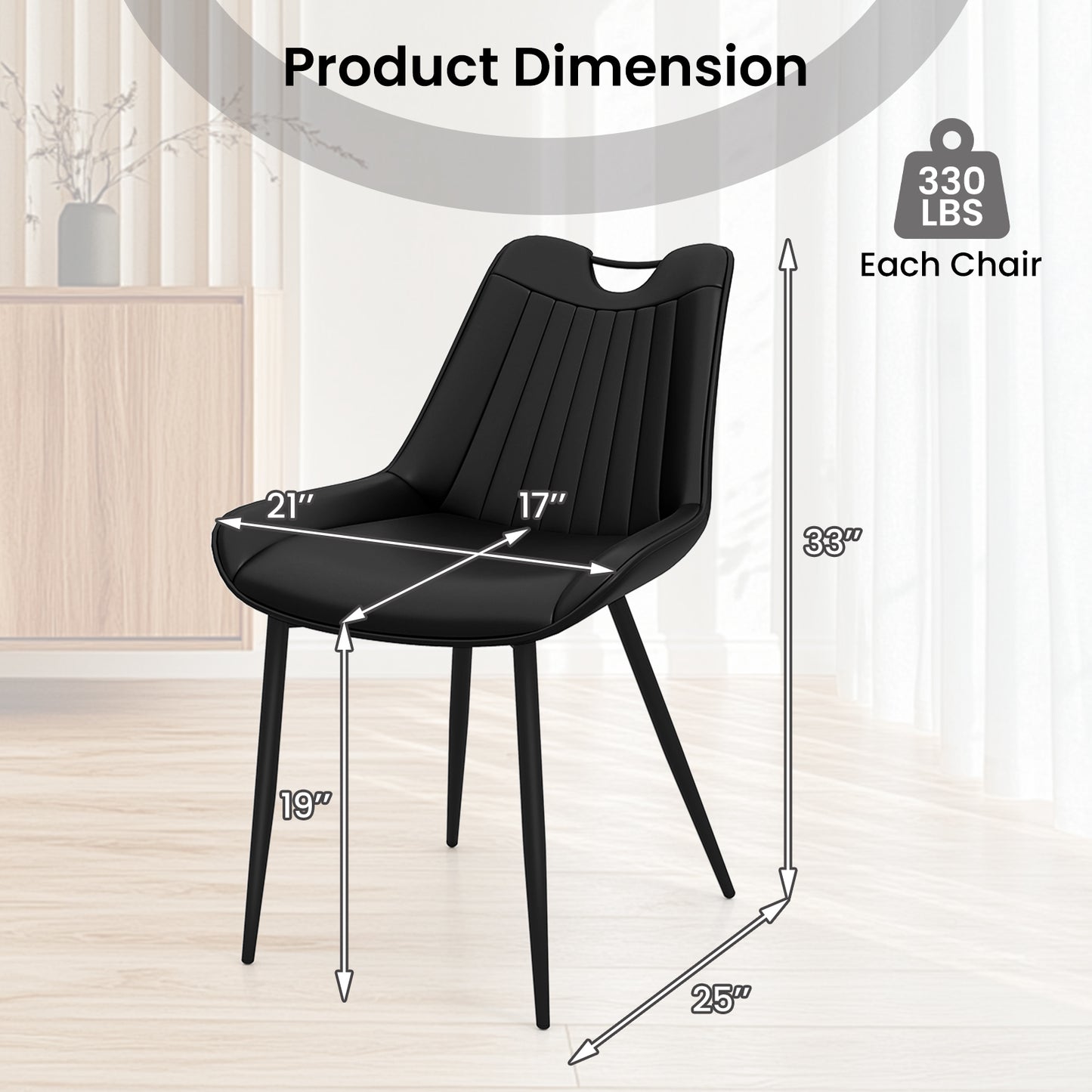 Upholstered Dining Chairs Set of 4 with Metal Legs