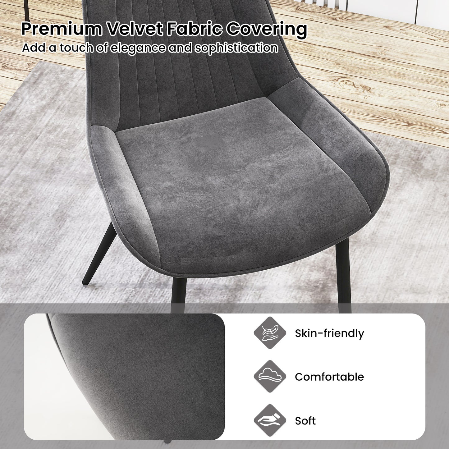 Upholstered Dining Chairs Set of 4 with Metal Legs