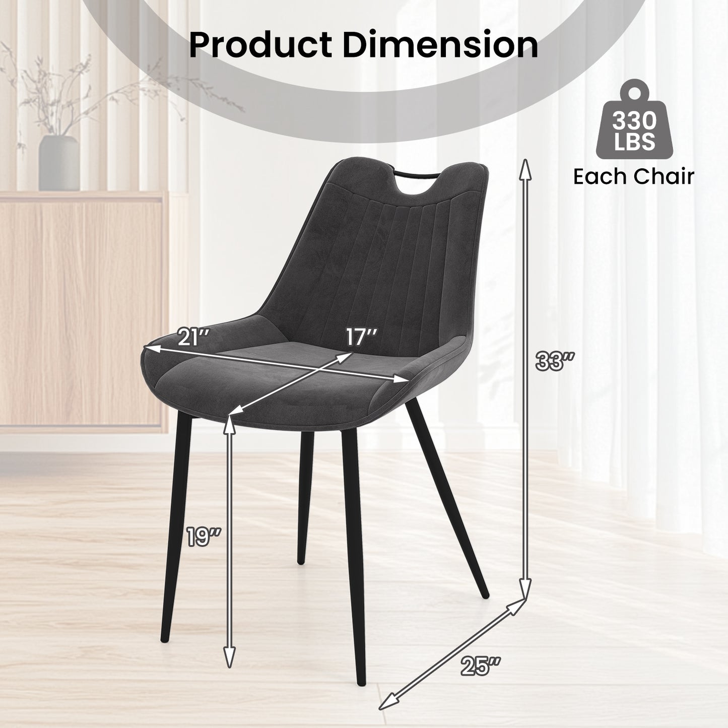 Upholstered Dining Chairs Set of 4 with Metal Legs