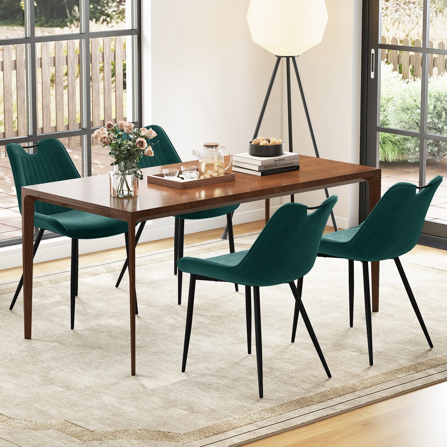 Upholstered Dining Chairs Set of 4 with Metal Legs