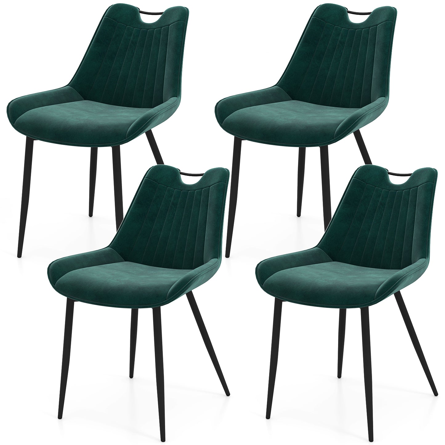 Upholstered Dining Chairs Set of 4 with Metal Legs