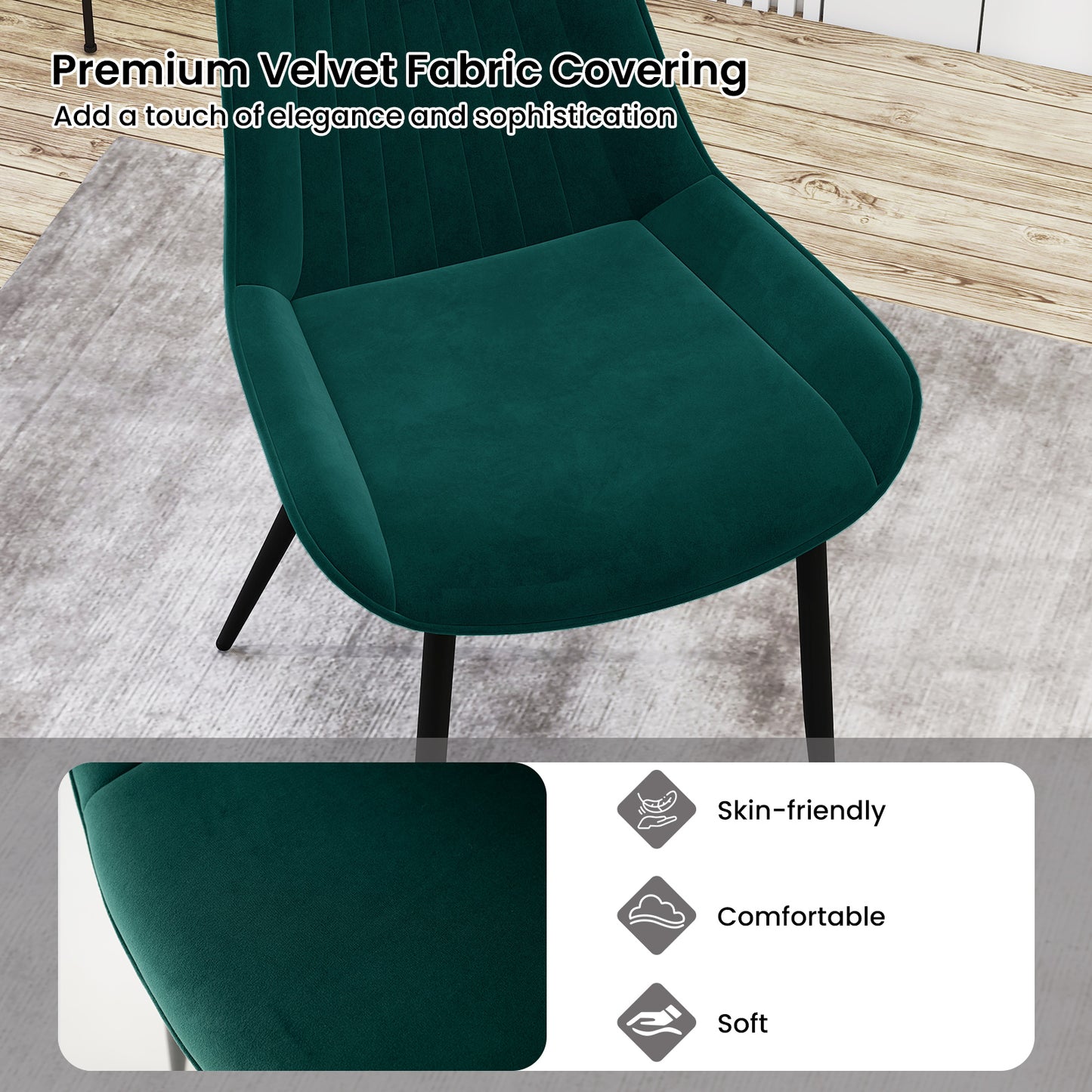 Upholstered Dining Chairs Set of 4 with Metal Legs