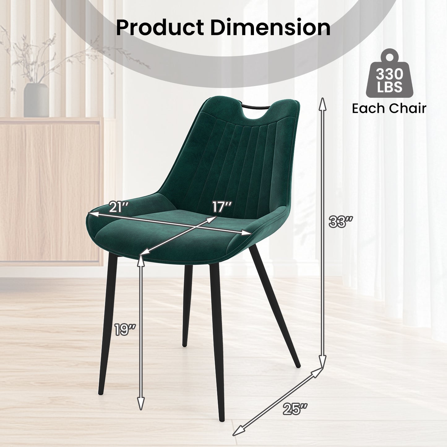 Upholstered Dining Chairs Set of 4 with Metal Legs