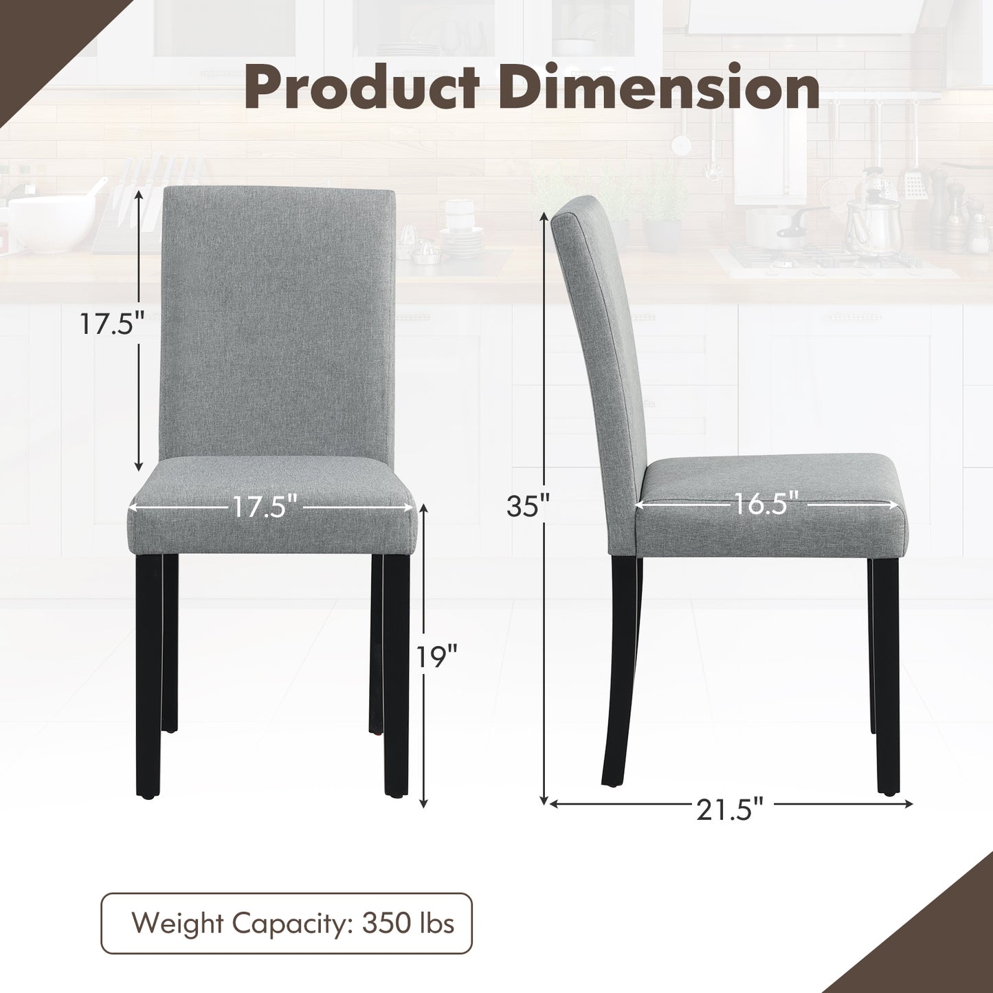 Upholstered Dining Chairs Set of 4 with Wood Frame