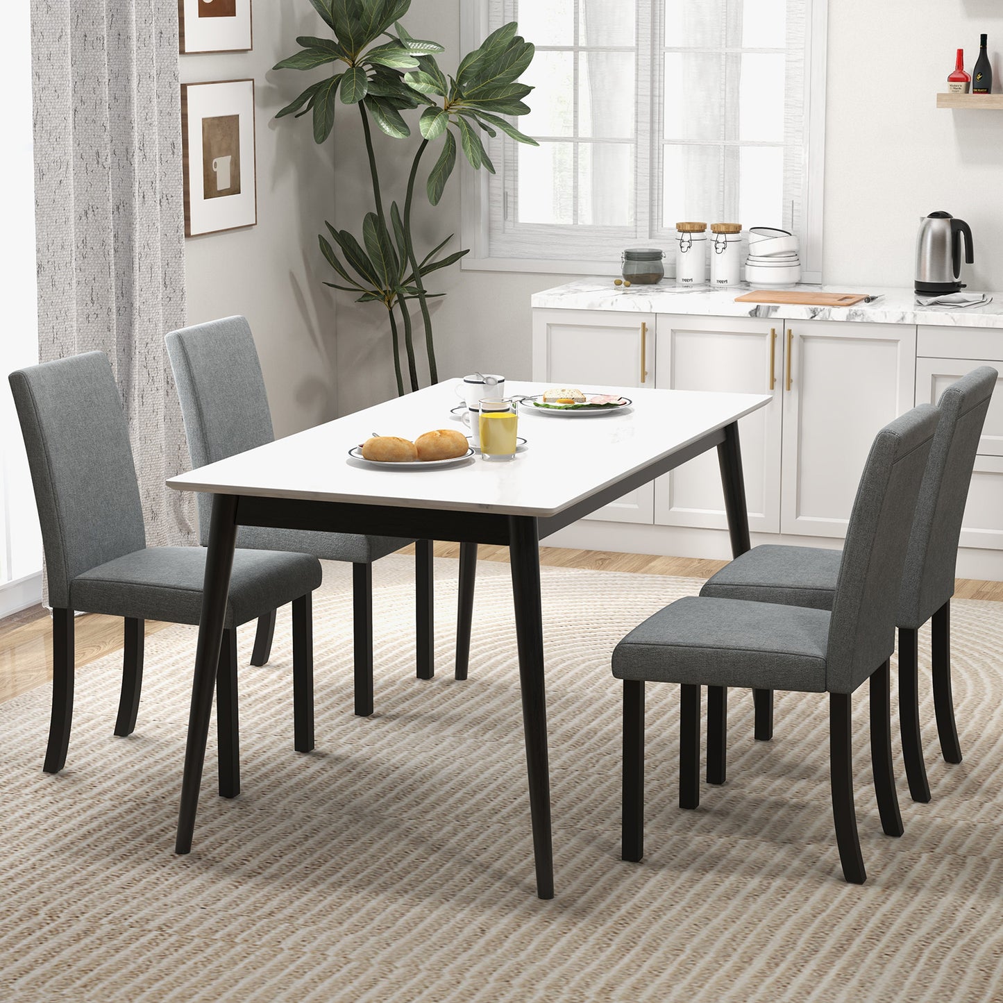 Upholstered Dining Chairs Set of 4 with Wood Frame