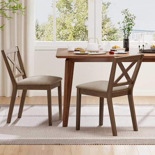 Upholstered Dining Chairs Set of 2 with X-Back Design