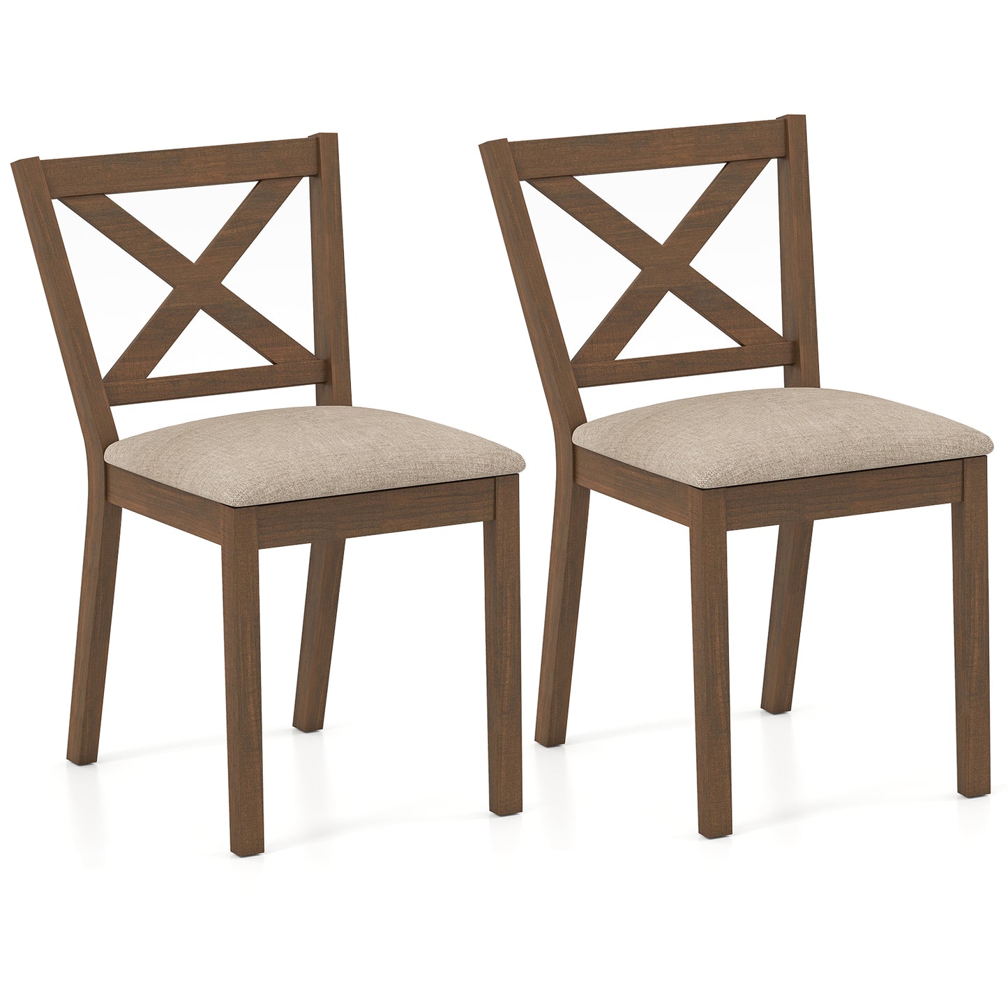 Upholstered Dining Chairs Set of 2 with X-Back Design