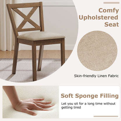 Upholstered Dining Chairs Set of 2 with X-Back Design