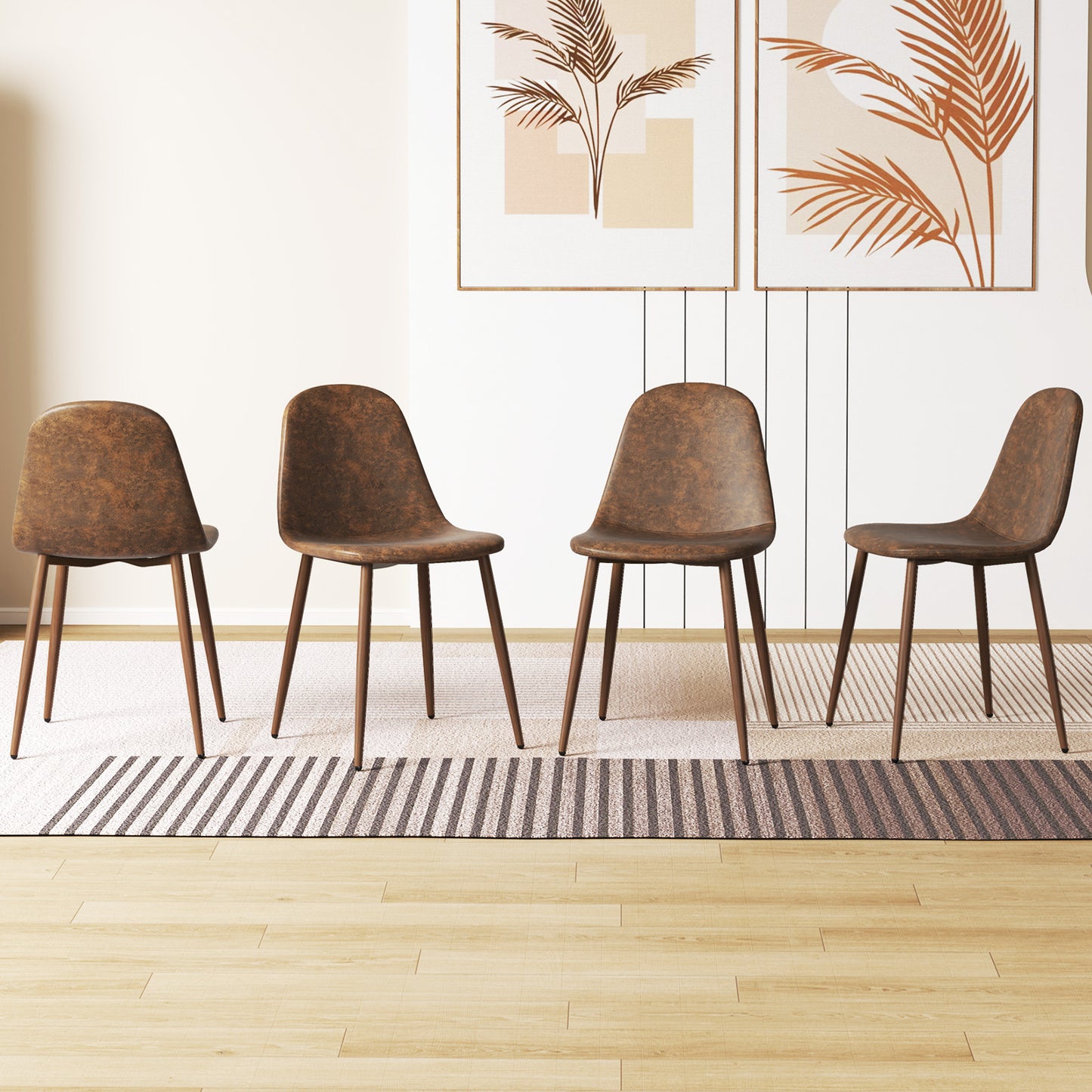 Upholstered Dining Chairs Set of 4 with Metal Legs