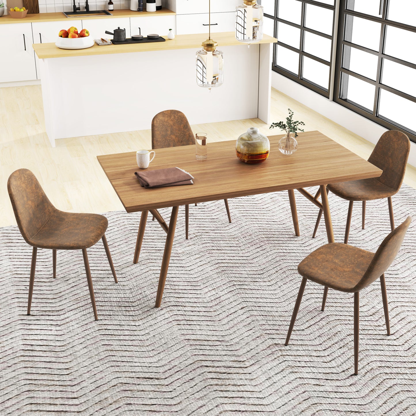 Upholstered Dining Chairs Set of 4 with Metal Legs