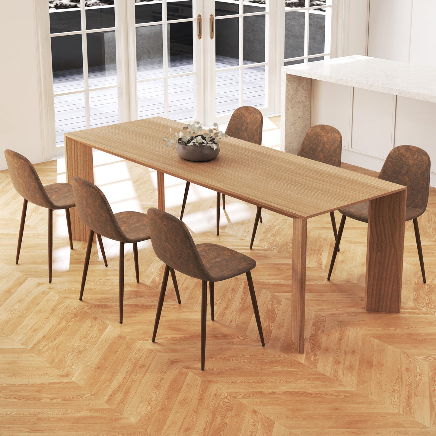 Upholstered Dining Chairs Set of 4 with Metal Legs