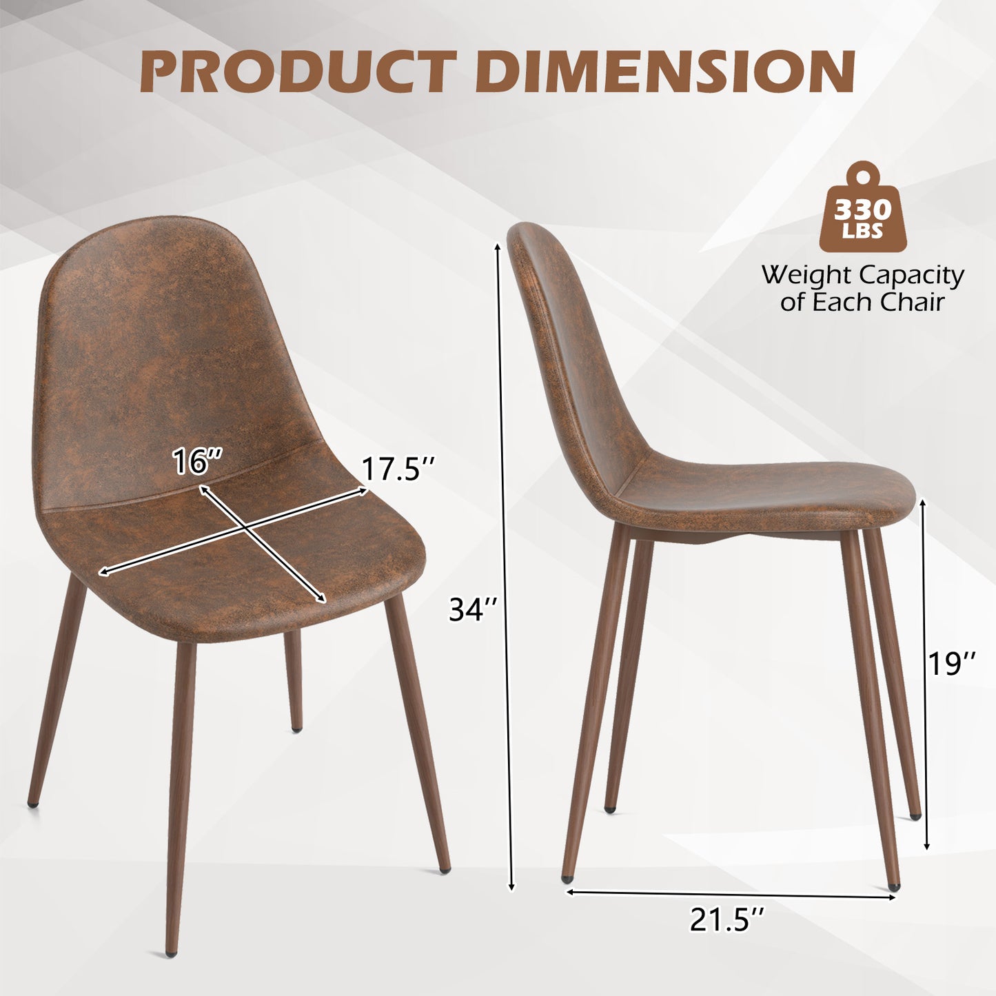 Upholstered Dining Chairs Set of 4 with Metal Legs