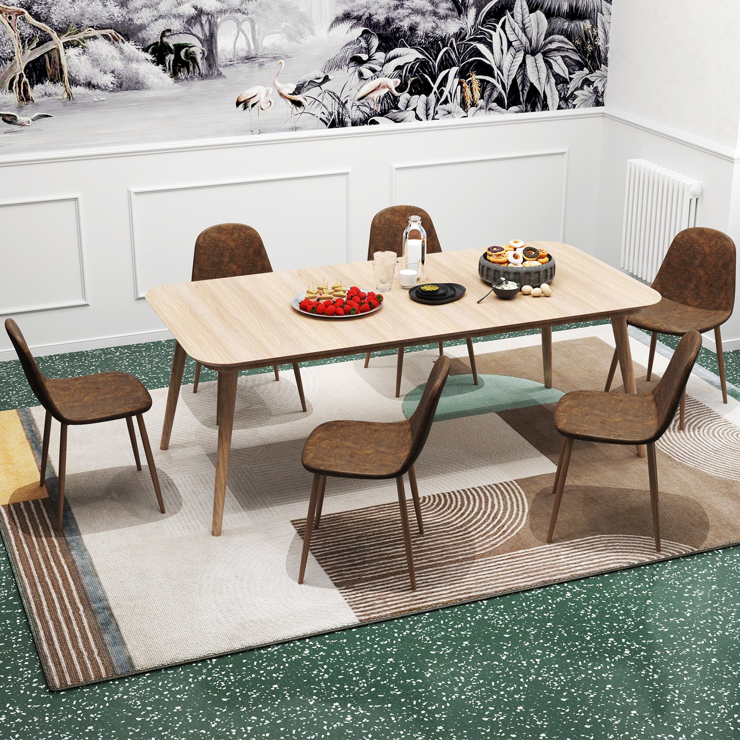 Upholstered Dining Chairs Set of 4 with Metal Legs