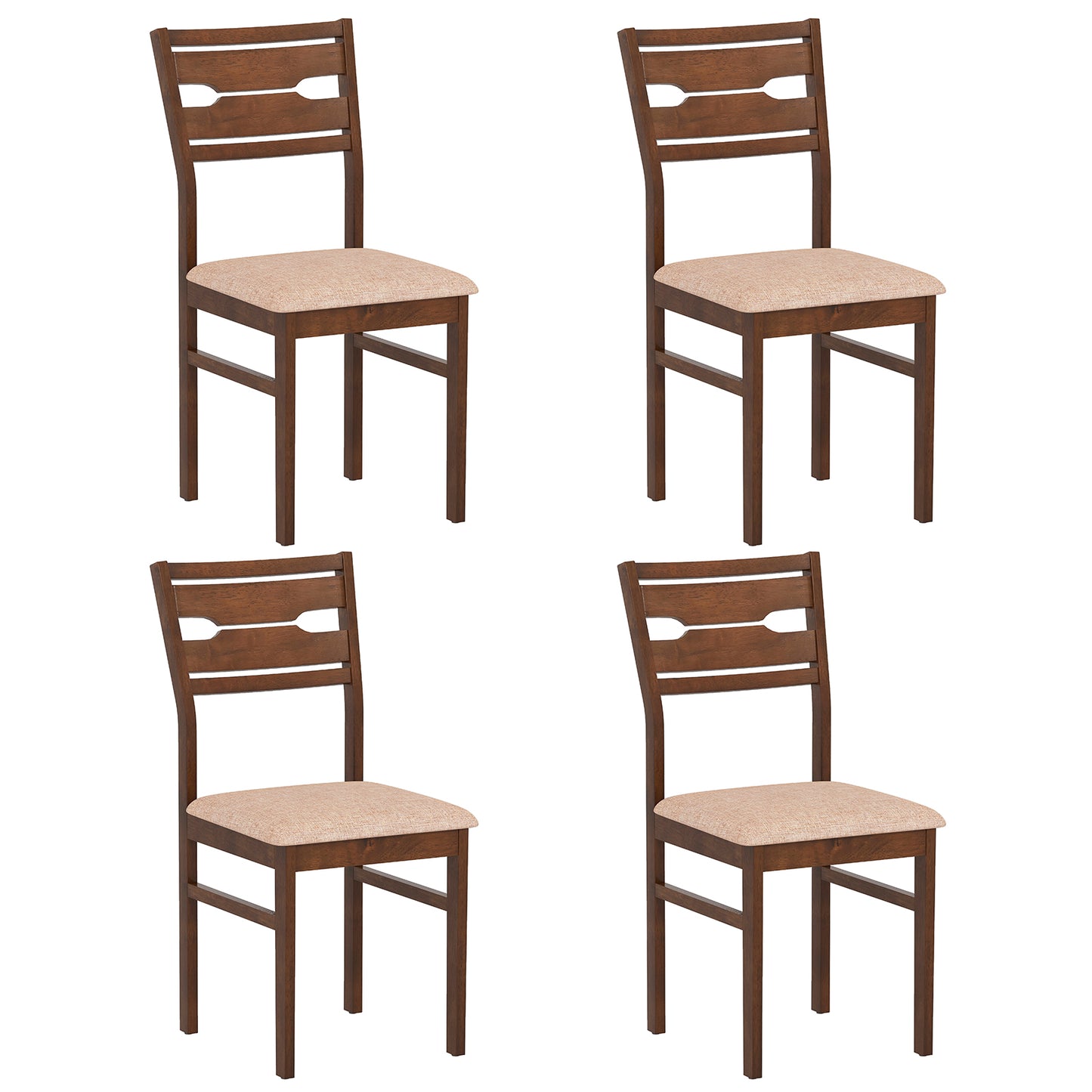 Dining Chairs Set of 2 with Padded Seat and Rubber Wood Frame