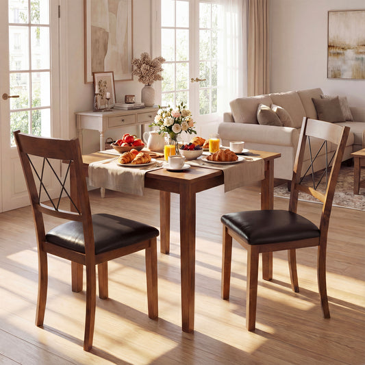Upholstered Dining Chairs Set of 2 with Rubber Wood Frame