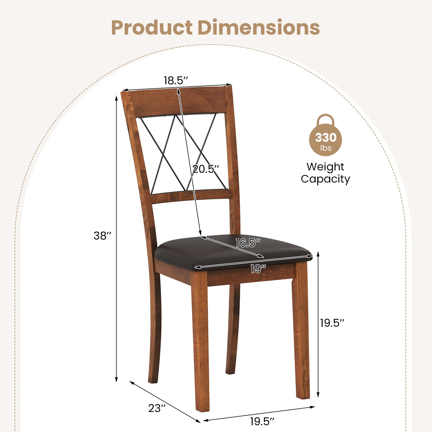 Upholstered Dining Chairs Set of 2 with Rubber Wood Frame