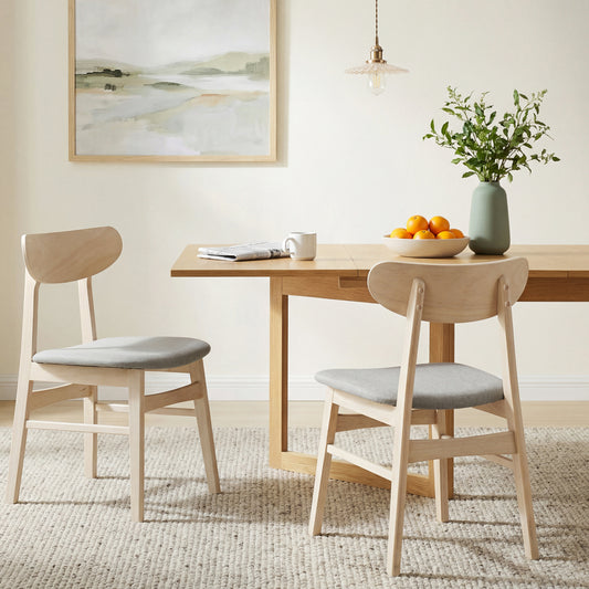 Upholstered Dining Chairs Set of 2 with Curved Backrest