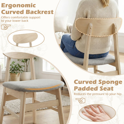 Upholstered Dining Chairs Set of 2 with Curved Backrest