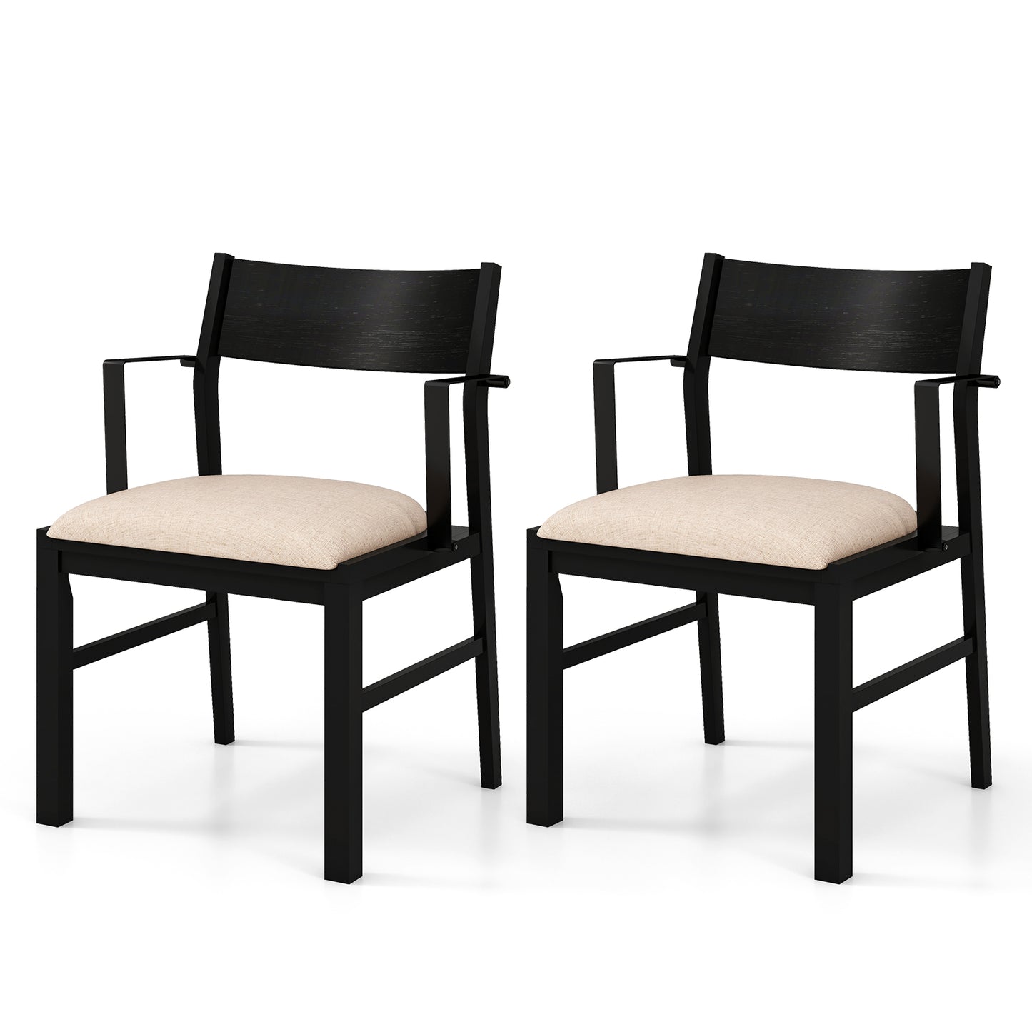 Padded Dining Chairs with Armrests Set of 2