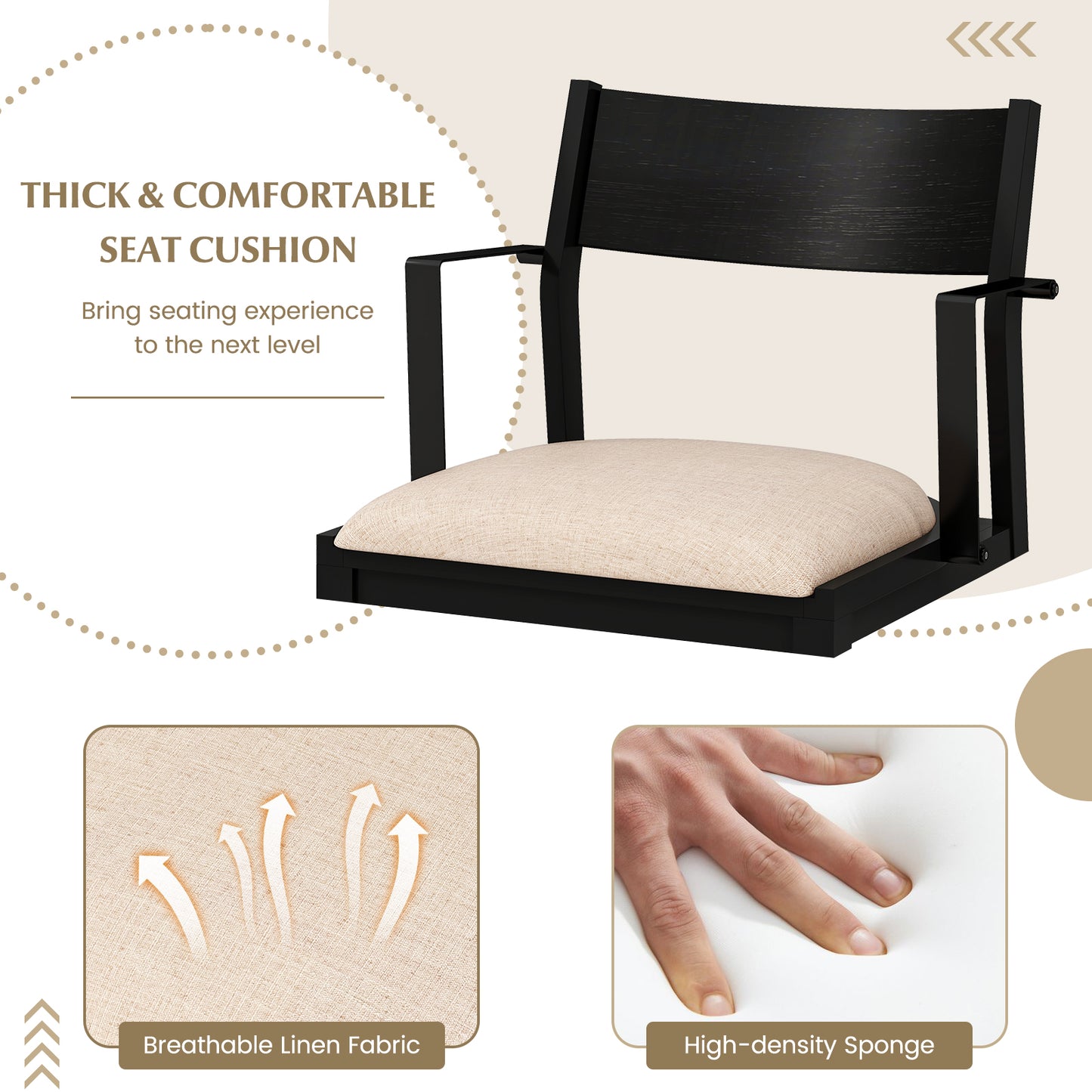 Padded Dining Chairs with Armrests Set of 2