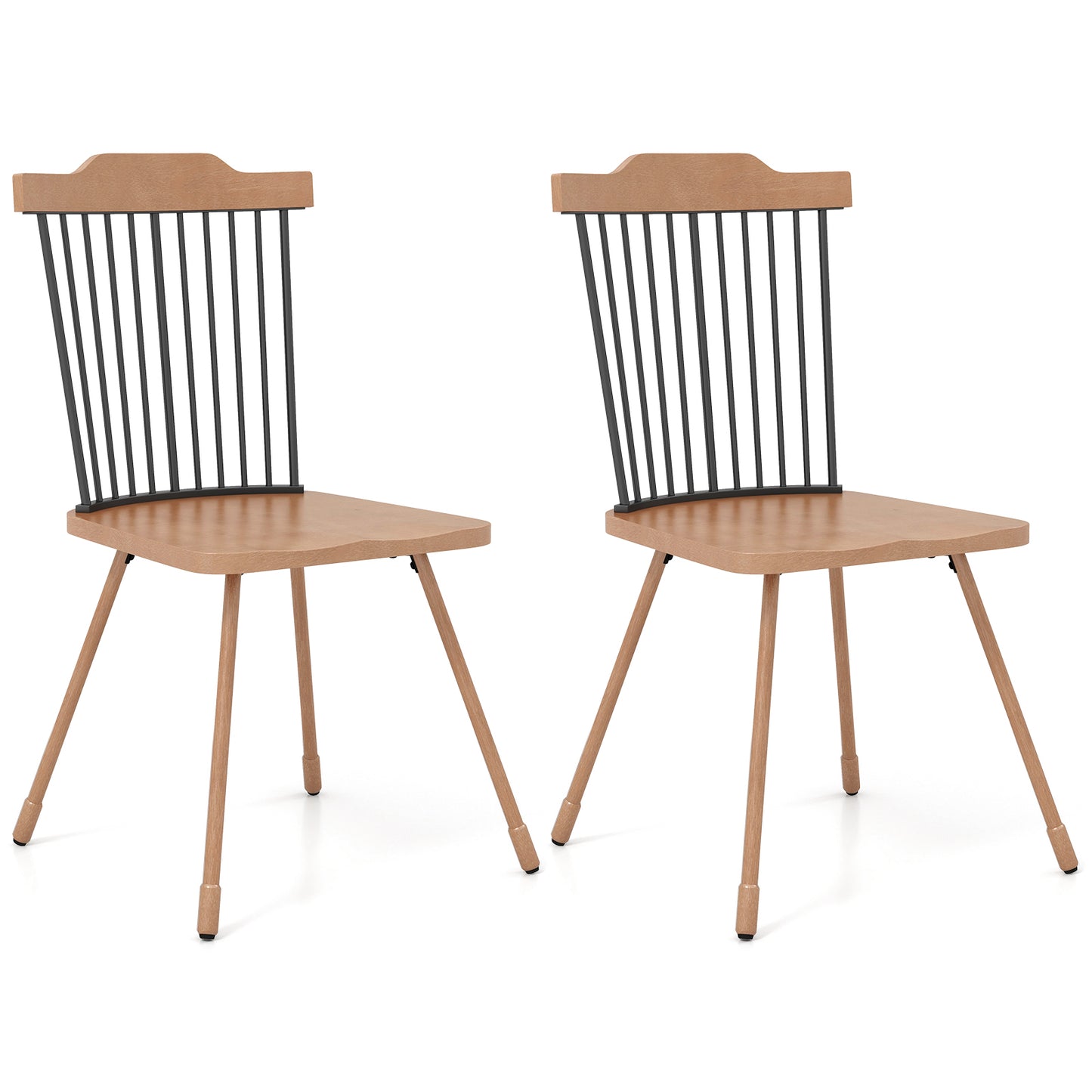 Dining Chairs Set of 2 with Spindle Back and Contoured Seat